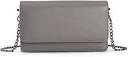 WX~Luggage bagsUnisex Long Wallet, Multi-Function Retro Leather Small Crossbody Bag Clutch with Detachable Chain & Wristband,Gray,17.5 * 10 * 3cm