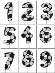 SOCCER BALL Design Cake Topper 5.5" GLITTER Birthday Age Choose Number