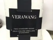Vera Wang Set of 2 Solid Cream Pillow Shams White Standard NWT