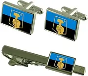 [Select Gifts] City of Donetsk Ukraine Flag Cufflinks Tie Clip Box Gift Set