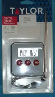 Taylor Digital Probe Thermometer Flip-Out Stand Timer Magnet Heat Resistant 1574