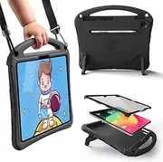 Bam Bino Space Suit Rugged Kids Case for Apple iPad Pro 13 M4, iPad Air 13 M2/M3 (2024/2025) Case for Kids with Built-in Screen Protector, Handle, Stand, Pencil Holder, Shoulder Strap (Black)