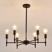 6-Light Black Sputnik Chandelier，Metal Modern Semi Flush Mount Ceiling Light