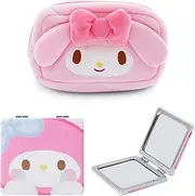 U-CHYTY Cartoon Kitty Makeup Bag Anime Plush Cosmetics Case - Pink Kitty Capacity Bag for Women