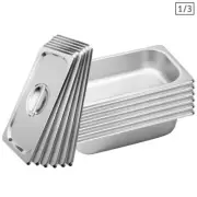 6X Gastronorm Pan Full Size 1/3 Bain Marie 6.5cm Deep Stainless Tray with Lid