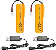 Fytoo 2PCS 3.7V 3000mAh Li ion Battery with Molex Plug and USB Charging Cable for RC Engineering Vehicles Drifting Vehicles Trucks Off-Road Cehicles RC High-Speed Climbing Racing Cars RC Boats