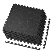 Xspec 1/2" Thick 48 Sq Ft Rubber Top EVA Foam Home Gym Mats 12 pcs, Grey Black