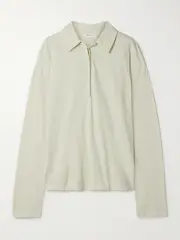 [The Row] The Row - Roddie Brushed Cotton-jersey Polo Shirt - Light green - small small Green