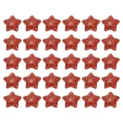 30 Pcs Flat Back Resin Charms, Glitter Star Charms Bulk, Red