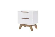 Penelope Scandinavian Wooden Bedside Side Table NightStand - White & Oak