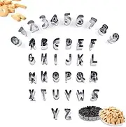 37 Pcs Mini Alphabet and Number Cookie Cutters Set with Storage Case, Stainless Steel Small Mold Tools for Fondant Biscuit, Cake, Fruit, Vegetables, Dough