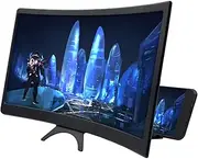 12-Inch Phone Screen Magnifier 3D Curved Screen Amplifier for Cell Phone Foldable Screen Enlarger Phone Stand for Home Office The Elderly