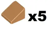 LEGO 5 NewMedium Nougat Slopes 30 1 x 1 x 2/3 Stud Brick Piece Part 54200 MN1