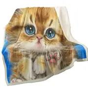 Kids Designs Little Blue Eyes Kitten Throw Blanket