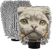 XYMZR Absorbent Microfiber Car Wash Mitt Cat Head Flower Cute, Funny Cute Anime Scratch Free for Cars Cleaning, Home Cleaning Mitts, 2 Pack, 10.24” L x 7.09” W