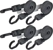 Bungee Cord with Hooks Heavy Duty 4 Pack 3.3 Ft Adjustable Flat Bungee Cords