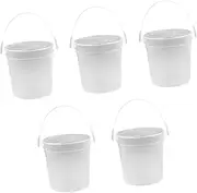 Abaodam 5Pcs Round Transparent Storage Buckets for Art Beach and Washing Sturdy Easy to Store Design for Adults