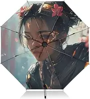 [PDZRMY] Woman City Cool UV Protection Travel Umbrella Compact for Rain and Sun - Auto Open and Close UPF 50+ Windproof Portable 46” Sun Umbrella for Women and Men