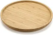 XIMISISE Round Bamboo Tray, Wood Serving Tray, Wooden Platter, Wood Charcuterie Board, Decorative Tray for Coffee Table, 9.8 inch