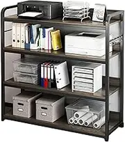 Printer Stand,Desktop Fax Machine Stand with 4 Tier Wood Storage Shelves,Desk Under Storage Shelves,for Desk Home Office