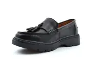 Ladies Tassel Shoes Ladies Slip On Work Shoes School Shoes Coated Leather Black