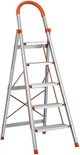 Giantz 5 Step Ladder, Aluminium Folding Steps Ladders Multi Height Platform for Home Office Warehouse, 150kg Capacity Portable Non-Slip Foam Grip Handle Sliver