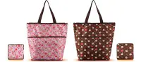 在飛比找Yahoo!奇摩拍賣優惠-HELLO KITTY折疊式環保購物袋(黑色粉紅)攜帶方便手