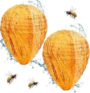 Pack of 2 Hanging Wasp Nest Dummy Weatherproof, Waterproof Hornet Nest Dummy Made of Fabric Wasps Nest Construction Prevent Wasps Repellent for Home and Garden Outdoor