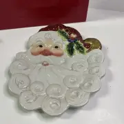 Fritz and Floyd Santa Face Cookie Candy Displaying Plate New In Box 8” X 9”
