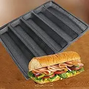 Silicone Perforated Baking Forms Sandwich Mold French Baguette Bread Pan Food Mat 5 Loaf Non-Stick Baking Liners