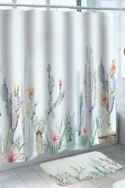 Light Colored Painted Cactus Shower Curtain