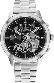 [Tommy Hilfiger] Men's Henry Watch, BLACK/SILVER, 44MM