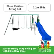 Lifespan Kids Europa Heavy Duty Swing Set with 2.2m Blue Slide