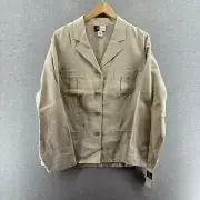Vintage Jennifer Moore Womens Jacket Beige 16 Linen Pockets Button Up Collar NWT