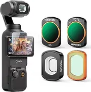 MINGVEN Magnetic Wide Angle Lens + Black Diffusion 1/4 + CPL + Variable ND8-128 Filters Set for DJI Osmo Pocket 3, 4 Pack (Wide-Angle Lens, CPL, Black Diffusion 1/4, VND 3-7 Stops Filter)