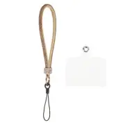 1 Pcs Phone Lanyard, Detachable Wrist Strap Glitters with Phone Patches, Gold