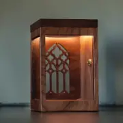 Walnut Sensor Display Case Vintage LED Storage Box for Figure Blind BoxesPc