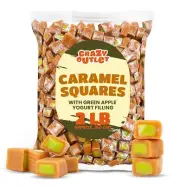 Vanilla Caramel Squares with Green Apple Yogurt Filling Candy, 2 Pounds Pack