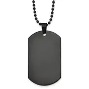 Stainless Steel Chisel Polished Black Ip-Plated Dog Tag On A 20 Inch Ball Chain Necklace