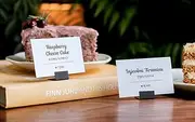 10 Black Display Name Tag Holder Food Label Card Menu Stand Restaurant Buffet (Small)