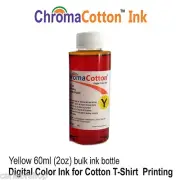 1 YELLOW COLOR INK REFILL BOTTLE INKJET PRINTER PRINT COTTON T-SHIRT 60ml .