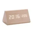 Bedside Wooden Digital Alarm Clock Bedrooms LED Display Voice Activated Clocks