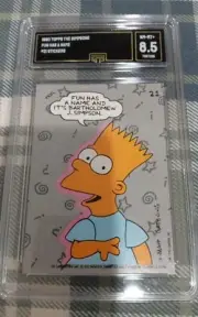 1990 Topps SIMPSONS #21 BART Sticker Card GMA not PSA Grade 8.5 Rookie