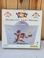 Vntg Looney Toones Tazmanian Devil Glass Ceiling Light Fixture Casal 1995