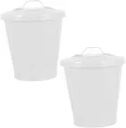 TIDTALEO 2pcs Galvanized Flower Pot with Lid Multipurpose Container for Home Office and Nursery Stylish Trash Bin and Planter for Fresh Flowers and Decor