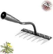 Iron Rake for Gardening and Weeding, 5/6/7/8 Teeth Carbon Steel Garden Weeding Rake, Iron Weeding rake 2.0 with Handle, Heavy-Duty for Backyard Lawn Loosening Dethatching Lawn (7Teeth)