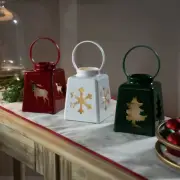 LED Lighted Tree, Snowflake and Reindeer Christmas Candle Lanterns - 8" - Set