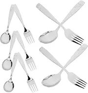 DECORNIJIA Baby Fork Spoon Kit 5 Sets of Boys and Girls Dining Utensils Toddler Utensil Set Short Tines Safe for Toddlers Dishwasher Safe