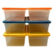 Stackable Plastic Storage Bins with Lids, for Shoes, Stationery, Closet (6 Pack)