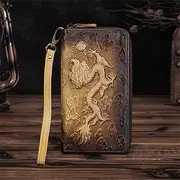 [TATSEN] Retro Embossed Men's Clutch Bag Large-Capacity Wallet Business Handbag Personality Long Wallet (Color : B, Size : 19 * 10 * 2.5cm)